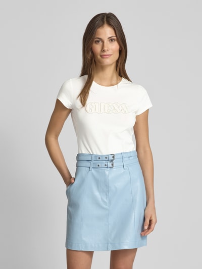 Guess T-Shirt mit Strasssteinbesatz Weiss 4