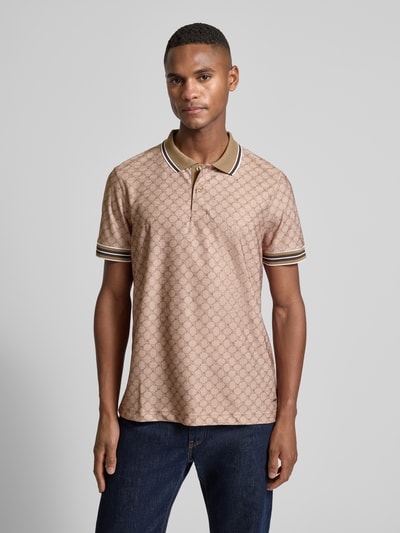 JOOP! Collection Koszulka polo z prążkowanymi wykończeniami model ‘Talon’ Jasnobrązowy 4