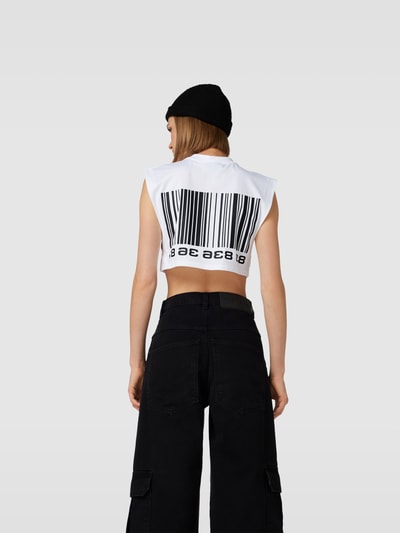 VTMNTS Cropped T-Shirt mit Label-Print Weiss 5