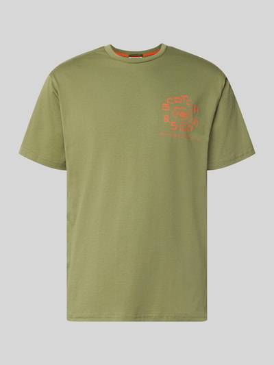 Produktfoto, T-Shirt mit Label-Print und Rundhalsausschnitt von Scotch & Soda in grün, Reine Baumwolle, Regular-Fit, Rückenlänge 72 cm