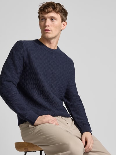 Jack & Jones Premium Strickpullover mit Strukturmuster Modell 'TRAVIS' Dunkelblau 3