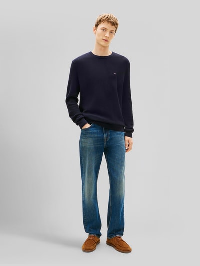Tommy Hilfiger Sweter z dzianiny o kroju regular fit z czystej bawełny Granatowy 1