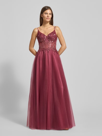 Luxuar Abendkleid mit Herz-Ausschnitt Rot 4