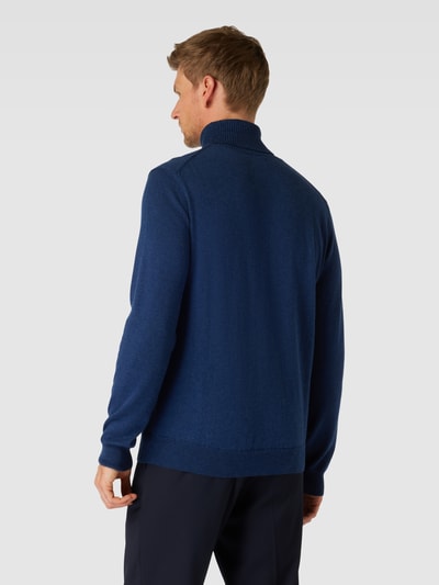 Gant Rollkragenpullover mit Label-Stitching aus Baumwoll-Woll-Mix Marine Melange 5