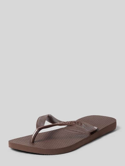 Produktfoto, Zehentrenner mit Label-Detail van Havaianas in bruin met afgeronde punt, comfortmodel, platte zool, hakhoogte maat 39/40: 1 cm
