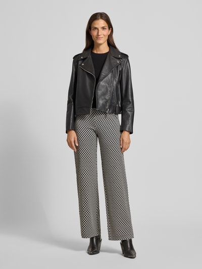 Raffaello Rossi Wide leg stoffen broek met elastische band met label, model 'ELAINE' Zwart - 1