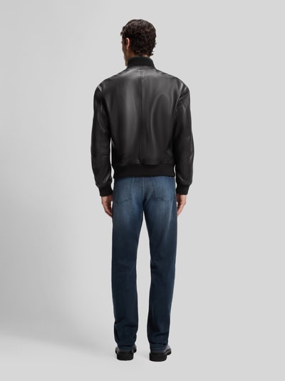 BOSS Orange Regular fit leren jack van lamsnappa Zwart - 5