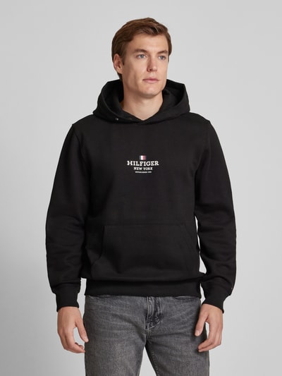 Tommy Hilfiger Hoodie met labelprint en kangoeroezak Zwart - 4