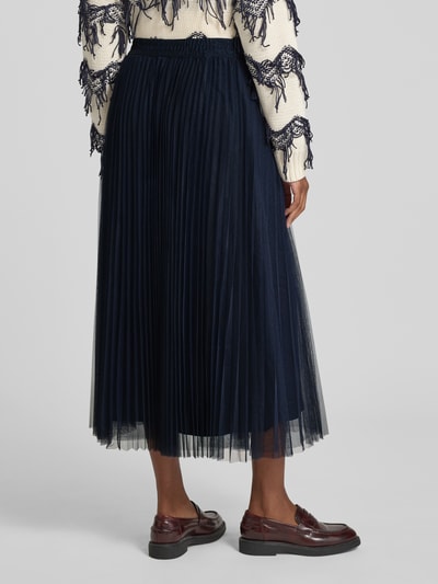 Oui Midirock mit Plisseefalten Dunkelblau 5