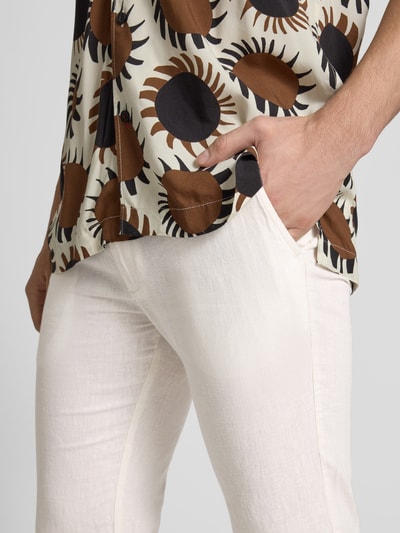 Lindbergh Tapered Fit Leinenhose mit elastischem Bund Weiss 3