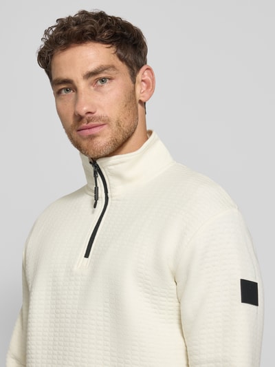 Tom Tailor Denim Regular Fit Troyer aus Baumwoll-Mix Offwhite 3