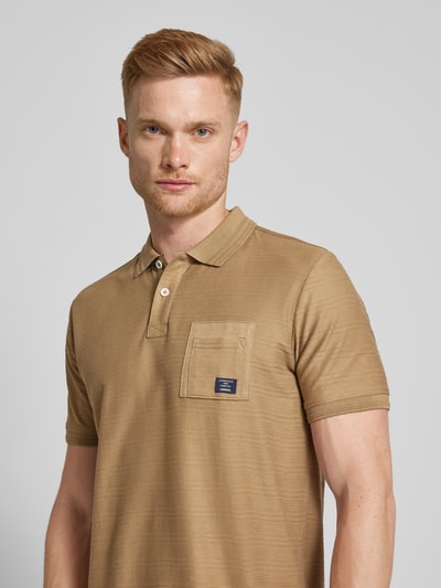 Lerros Poloshirt met labelpatch Zand - 3