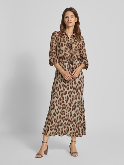 Luisa Cerano Maxirock aus Viskose mit Animal-Print Camel 1
