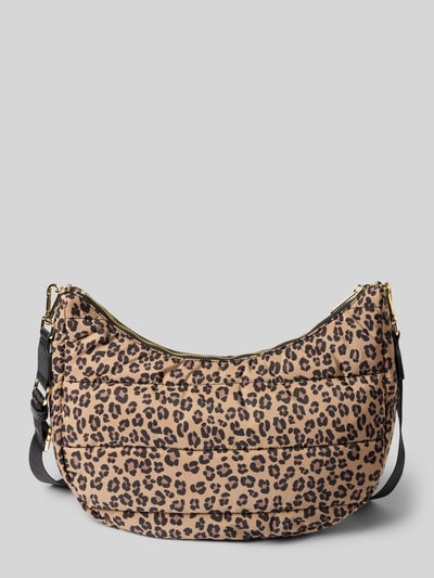 Produktfoto, Bauchtasche mit Allover-Leo-Print Modell 'Lifetime Buddy' van Hey Marly, beige met zwarte luipaardprint, gouden ritssluiting, afneembare schouderband, hoofdvak met ritssluiting, binnenvak met rits, labelpatch vooraan, Breedte maat 1: 36 cm, Lengte maat 1: 28 cm, Diepte maat 1: 12 cm, schouderbandlengte maat 1: 99 cm