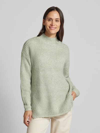 QS Gebreide pullover met opstaande kraag en wol Lichtgroen - 4