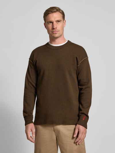 Scotch & Soda Strickpullover mit Rundhalsausschnitt Dunkelbraun 4