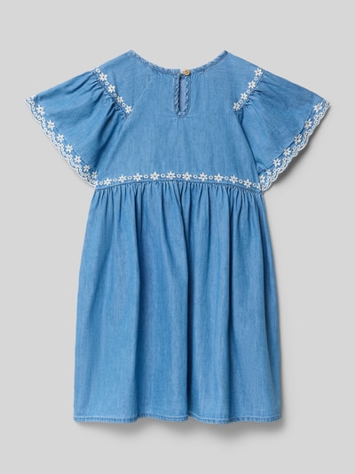 Productfoto, Tailliertes Freizeitkleid aus Baumwoll-Lyocell-Mix van Mayoral in denimlook met bloemenborduursel, sleutelgathals, katoen-lyocellmix.