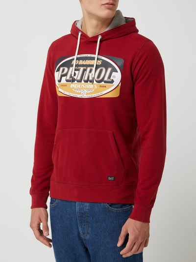 Petrol Hoodie met met rubber beklede logoprint  Rood - 4