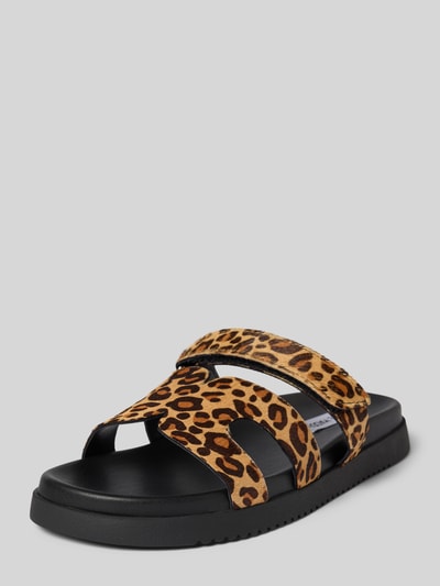 Steve Madden Slippers van leer met klittenbandsluiting, model 'MISSILE' Middenbruin - 1