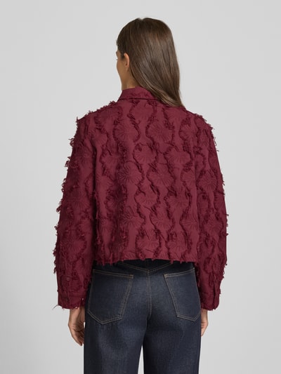 Jake*s Casual Regular Fit Hemdbluse mit Leinen-Anteil Aubergine 5