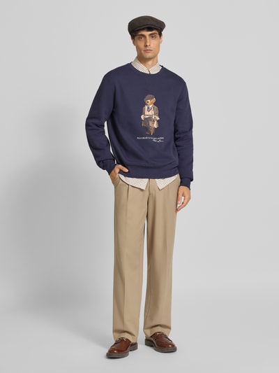 Polo Ralph Lauren Sweatshirt met labelprint Rookblauw - 1