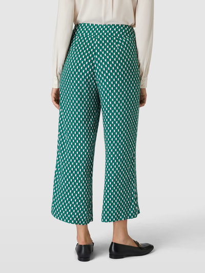 OPUS Culotte met all-over motief, model 'Misha Retro' Donkergroen - 5