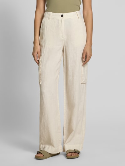 Marc O'Polo Loose fit linnen broek in cargolook  Zand - 4