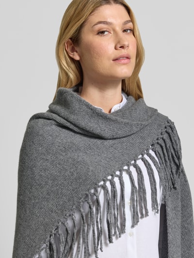 Weekend Max Mara Poncho van zuivere scheerwol met franjes model 'TORNADO' Middengrijs - 3