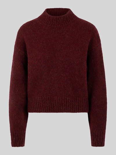 Marc Cain Regular fit pullover van wol met logodetail Bordeaux - 2
