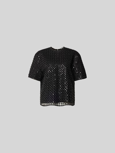 Produktfoto, Oversized T-Shirt mit Ziersteinen von ROTATE, schwarz, Allover-Paillettenbesatz, Rundhalsausschnitt, Kurzärmelig, Oversized-Fit