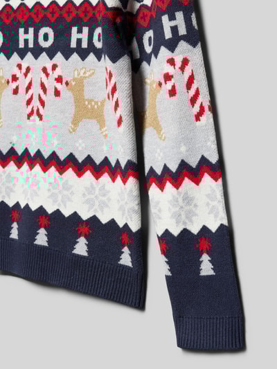 s.Oliver RED LABEL Regular Fit Weihnachtspullover aus Viskose-Mix Marine 2