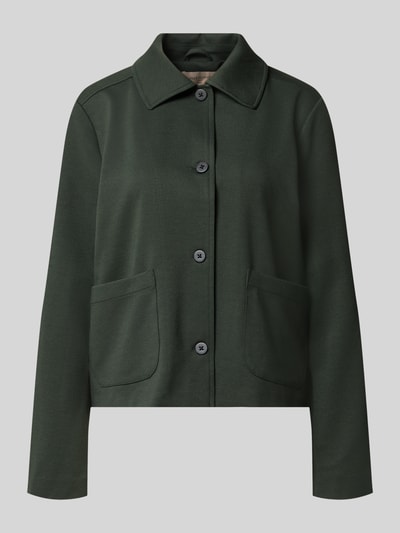 Produktfoto, Regular Fit jack met viscose van FREE/QUENT, model 'Nanni' in donkergroen, platte kraag, opgestikte zakken, elastische materiaalmix, ruglengte maat S 57 cm, borstwijdte 49 cm, mouwlengte 63 cm