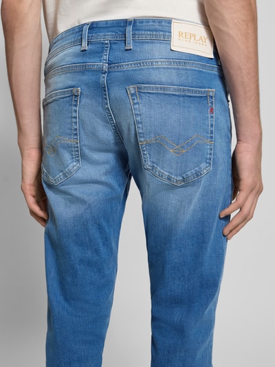 Replay Straight fit jeans in used-look, model 'GROVER' Jeansblauw - 3