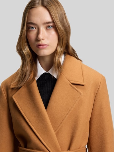 HUGO Płaszcz o kroju regular fit z dodatkiem wełny model ‘MELZY’ Średniobrązowy 3