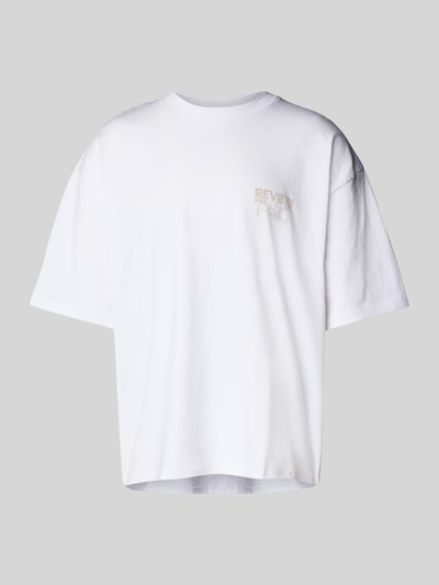 REVIEW Oversized T-Shirt mit Label-Print Weiss 2