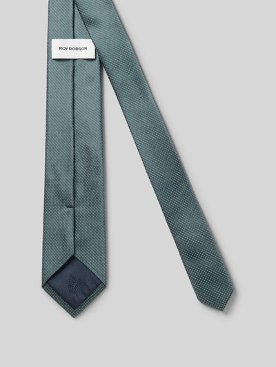 Produktfoto, Seidenkrawatte aus reiner Seide (6 cm) von ROY ROBSON, grün mit feinem Struktur-Muster, Label-Detail innen, klassische Passform.