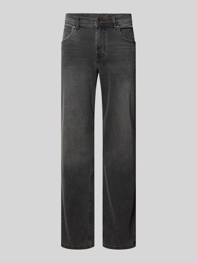 Produktfoto, Comfort Fit Jeans mit Eingrifftaschen von Christian Berg Men in Dunkelgrau, Baumwoll-Mix mit Stretch-Anteil, Knopf- und Reißverschluss, Bundweite 42 cm, Innenbeinlänge 79 cm, für Herren