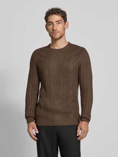 Jack & Jones Premium Strickpullover mit gerippten Abschlüssen Modell 'BLUSEAN' Oliv 4