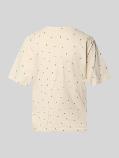 Produktfoto, Regular Fit T-Shirt mit Rundhalsausschnitt von Jake*s Casual aus bawełna, kremowy kolor z drobnym wzorem w kropki, krój regular fit, okrągły dekolt, z krótkim rękawem