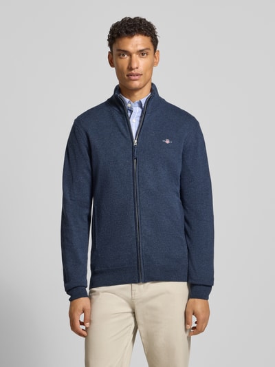 Gant Strickjacke mit Reißverschluss Marine Melange 4