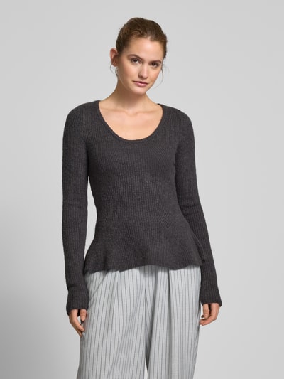 LeGer by Lena Gercke Strickpullover mit U-Ausschnitt Modell 'Sally' Dunkelgrau Melange 4