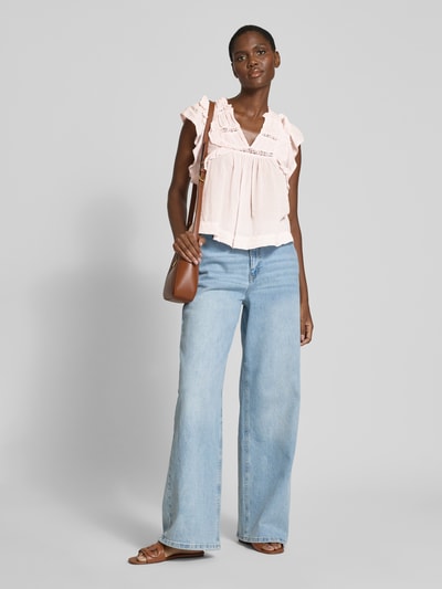 Neo Noir Regular fit blousetop met kapmouwen, model 'Jayla' Felroze - 1