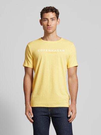 Lindbergh T-Shirt mit Label-Print Modell 'Copenhagen' Gelb 4