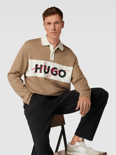 HUGO Poloshirt mit Label-Print Modell 'Dilvret' Camel 3