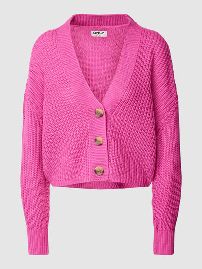 Only Cardigan mit V-Ausschnitt Modell 'CAROL' Pink 2