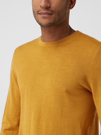 Christian Berg Men Pullover van merinowolmix Messinggeel gemêleerd - 3