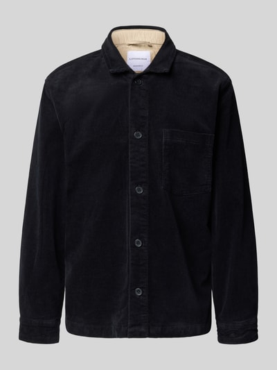 Lindbergh Modern fit overhemdjack met borstzak, model 'Superflex' Zwart - 2