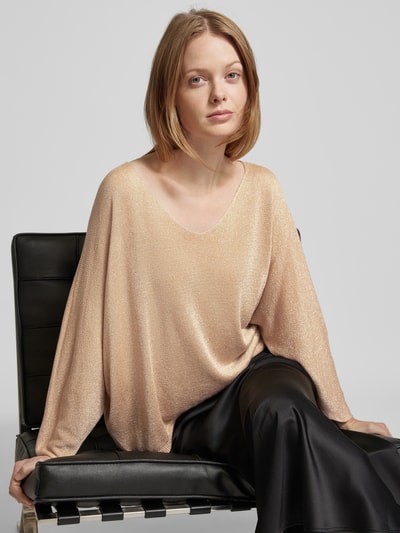 ZABAIONE Strickpullover mit V-Ausschnitt Camel 3