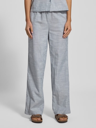 Pieces Wide leg broek van een mix van katoen en linnen, model 'APIA' Bleu - 4