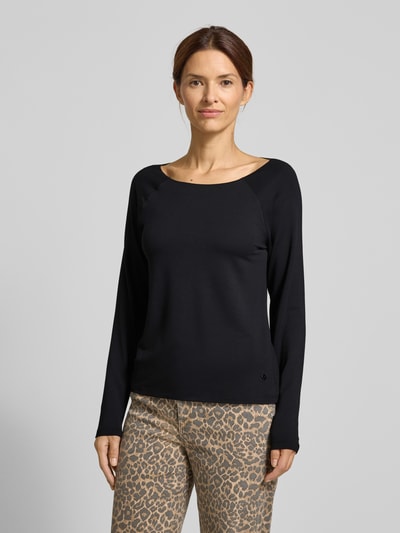 monari Bluzka z długim rękawem z mieszanki wiskozy i modalu z okrągłym dekoltem Czarny 4